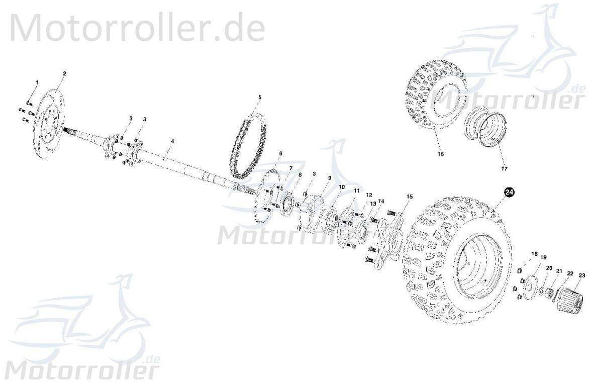 Tongjian Komplettrad - Felge mit Reifen hinten Alu 6.000.052 | 6.000.052