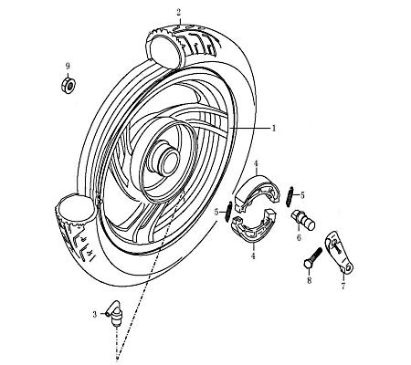 Hinterrad komplett REX RS460 Motorroller RS 703103