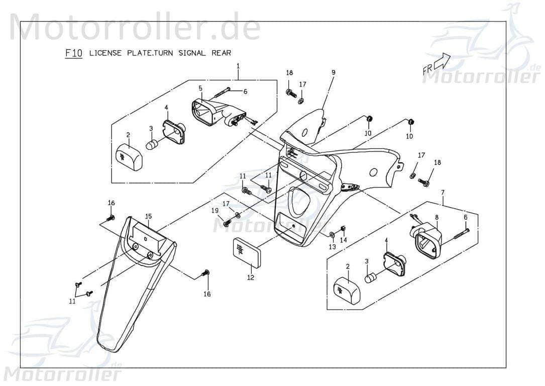 PGO Kennzeichenhalter hinten schwarz PMX 110 Roller 110ccm P26360026500 Motorroller.de Nummernschildhalter Kennzeichen-Halter Kennzeichenhalterung