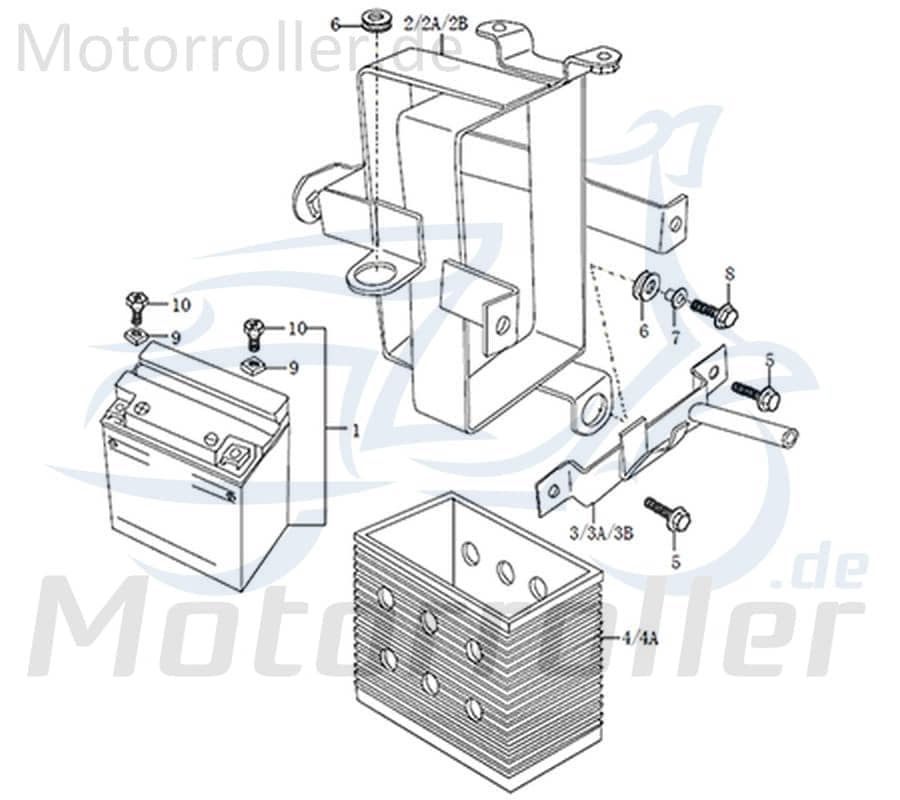 Kreidler DICE GS/SM 125i Bügel Batteriehalter Befestigung 4Takt 781045 Motorroller.de Träger Halterung Haltebügel Befestigungsbügel Haltespange
