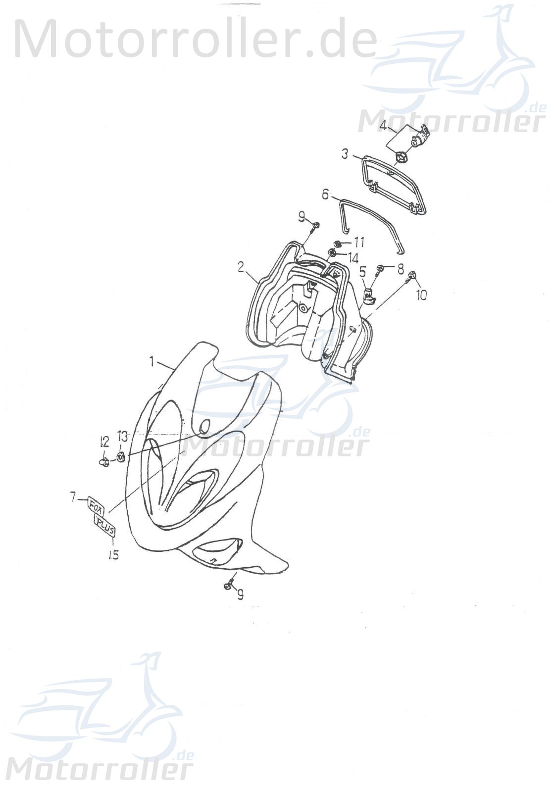 Adly Handschuhfachdeckel Silver Fox SF 50 Roller 50ccm 2Takt Motorroller.de Abdeckung Gepäckfach vorn 50ccm-2Takt Scooter Fox Plus 50 FP-50 Ersatzteil