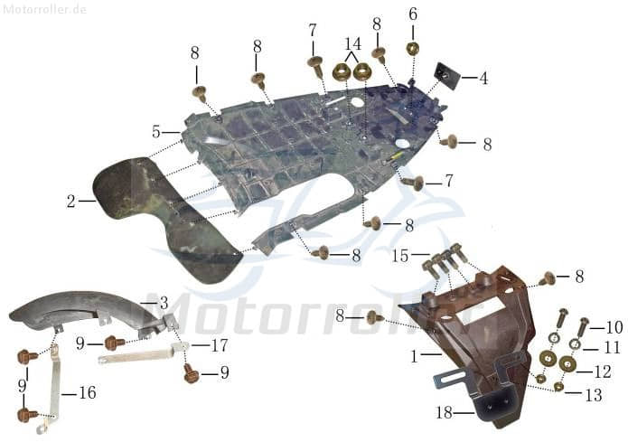 Halter Radabdeckung hinten Rex 50 Scooter Halterung 700912 Motorroller.de Haltebügel Halteblech Halte-Blech Halte-Bügel RS460 BOSTON 8 Moped Service