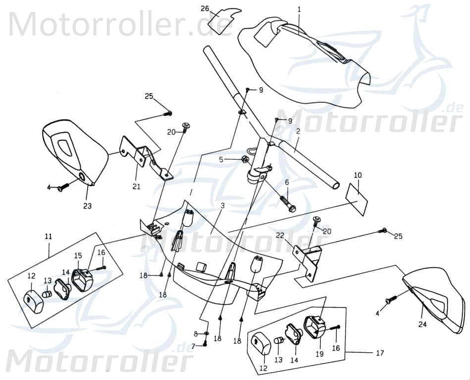 PGO Handschutz rechts grau PMX 110 Griffschale Handschale P254C010660 Motorroller.de PMX 50 Mokick Ersatzteil Service Inpektion Direktimport