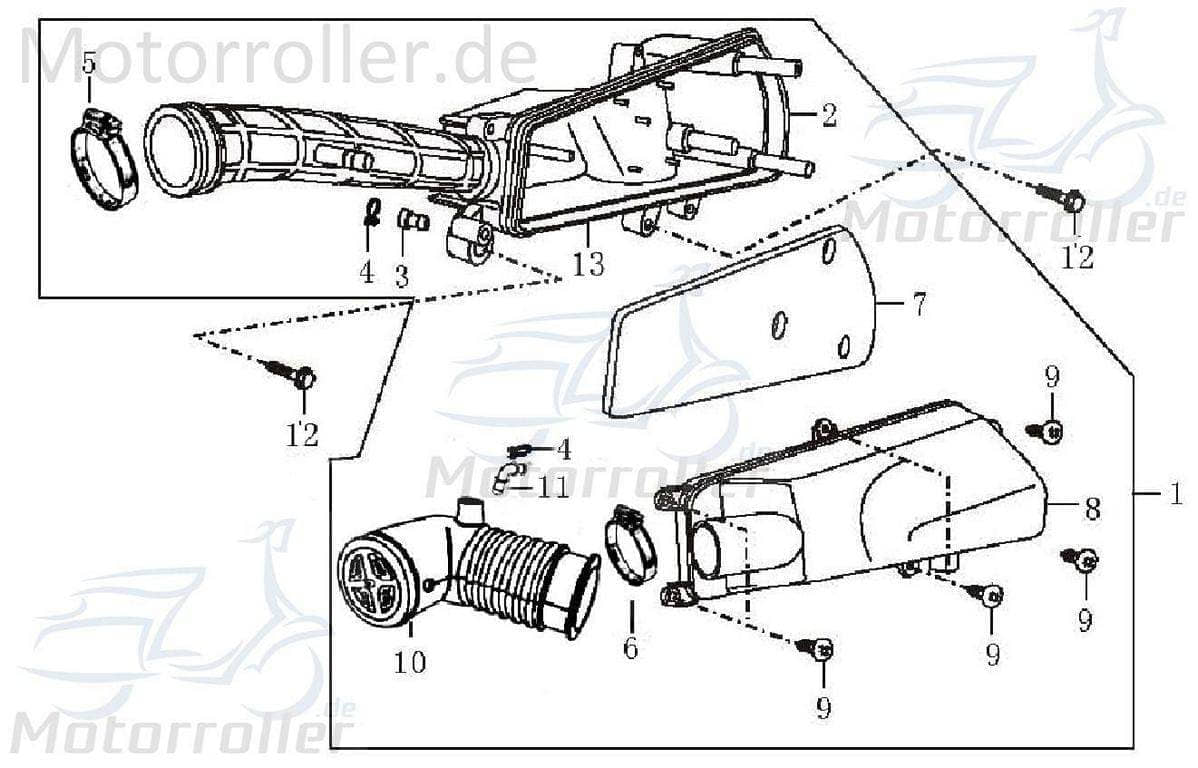 Peugeot V-Clic 50 Luftfiltergehäuse 50ccm 4Takt Roller Motorroller.de Luftfilterkasten Luft-Filter 50cc 4T Luftfiltermatte Luftfilter-Kasten