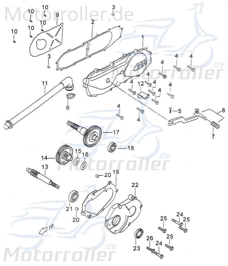 PGO Motorgehäusedeckel links silber T-Rex 50 50ccm 2Takt Motorroller.de Motordeckel Kurbelgehäusedeckel PGO 50ccm-2Takt Scooter PMX 50 Ersatzteil
