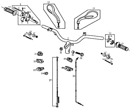 Rex RS125 Bremslichtschalter Roller 125ccm 4Takt FIG27-9 Motorroller.de Bremsschalter Stop-Schalter Bremslicht-Schalter Stoplichtschalter Scooter