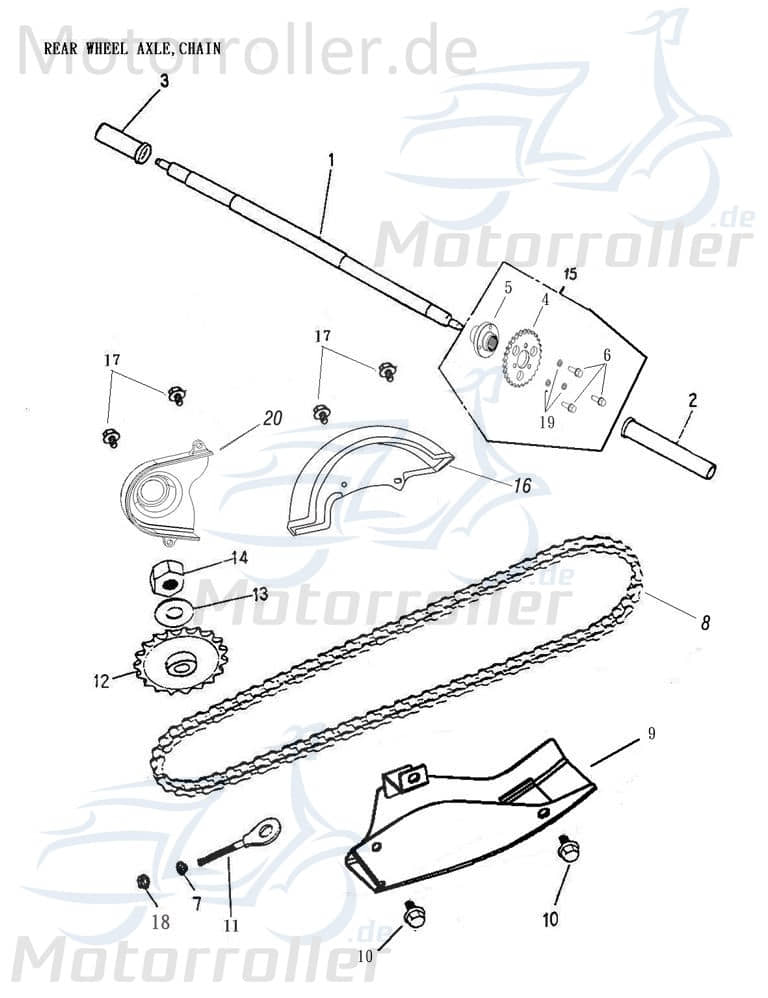 Adly Bundschraube M8x1.25x20mm mit Bund verzinkt 125ccm 4Takt Motorroller.de Maschinenschraube Flanschschraube Flansch-Schraube Maschinen-Schraube