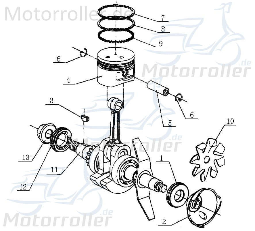 Kasea Kinderbuggy Pleuelkurbel 40ccm 4Takt 39-13919 Motorroller.de 40ccm-4Takt Ersatzteil Service Inpektion Direktimport