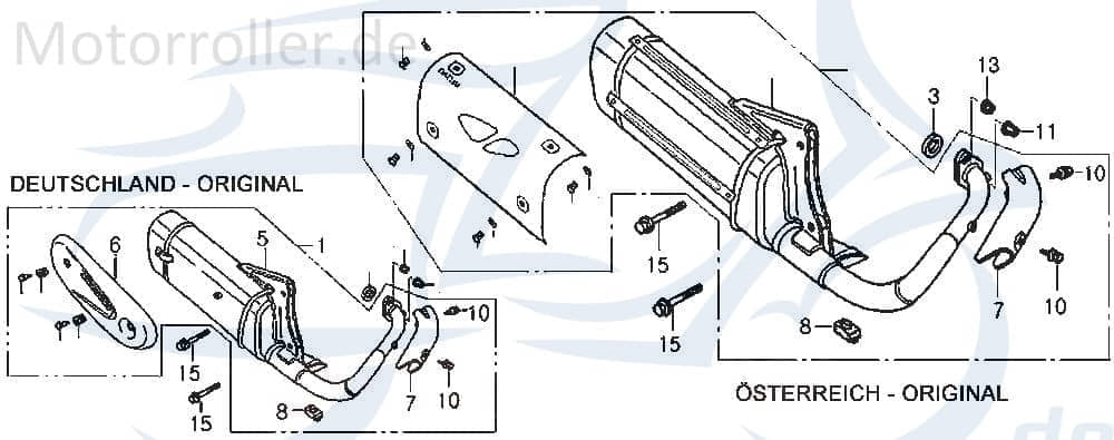 Daelim Message 50 Auspuff 50ccm 2Takt DAE-18200-SE5-RB00 Motorroller.de Endschalldämpfer Auspuffanlage Endtopf Auspuff-Anlage Auspufftopf 50ccm-2Takt