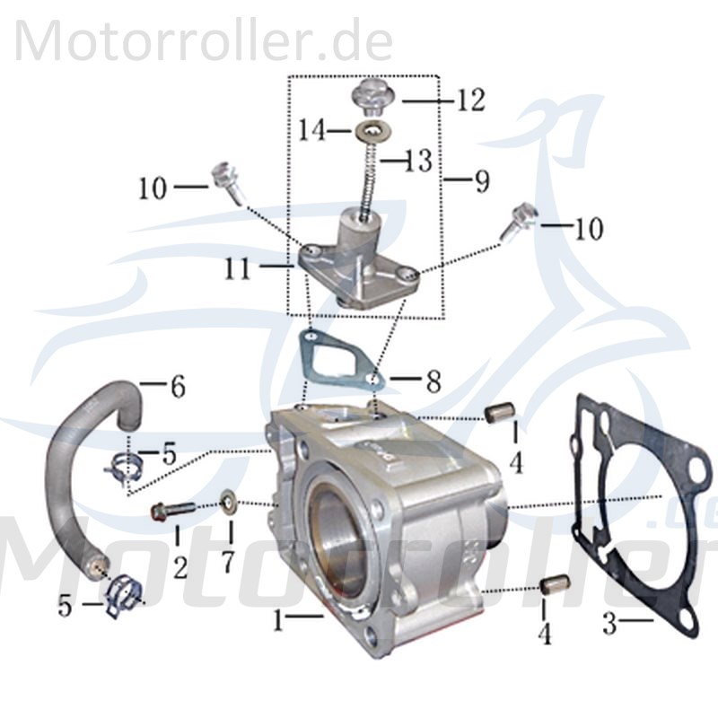 Kreidler Martinique 125 DD Zylinder Roller 125ccm 4Takt 704805 Motorroller.de Motorzylinder Gusszylinder Aluzylinder Scooter