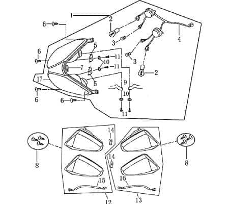 Rex RS1100 Scheinwerfer Roller Scooter 125ccm 4Takt 701381 Motorroller.de Frontscheinwerfer Hauptscheinwerfer Vorderlicht - Achtung B-Ware