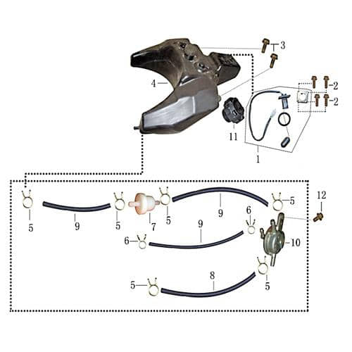 Benzinhahn 4 Anschlüsse Kraftstoffhahn 706951