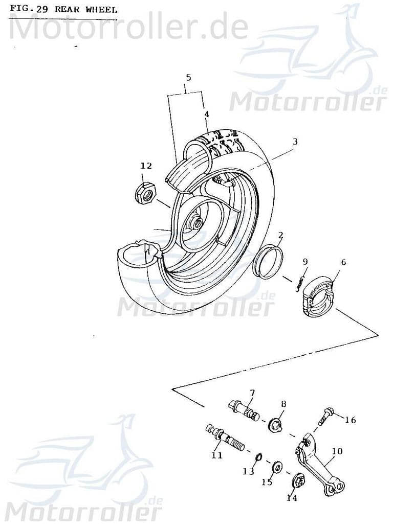 Adly Bremsbolzen Fox Plus 50 FP-50 Führungsbolzen 50ccm 2Takt Motorroller.de Bremsstift Führungsstft Brems-Bolzen Brems-Stift Führungs-Stift Scooter