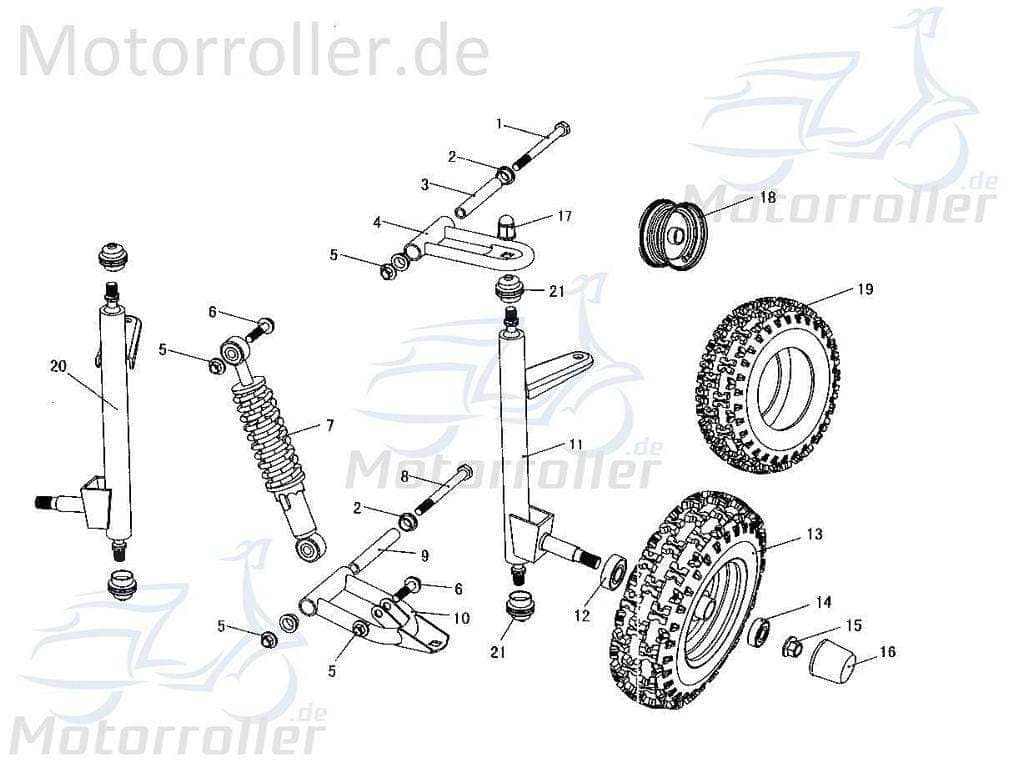 Vorderrad 4.10-6 TL Off Road Tongjian Kinderbuggy 6.000.169 Motorroller.de Komplettrad Eppella ECM Kasea TBM Wangye Minibuggy Ersatzrad Austauschrad