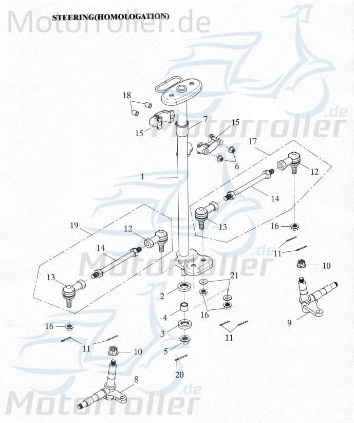 Adly Lenker Lenkstange ATV 50 V Lenkung Lenkwelle 50ccm 2Takt Motorroller.de Lenk-Stange Zweiradlenker Rollerlenker 50ccm-2Takt Quad ATV 50 alle UTV