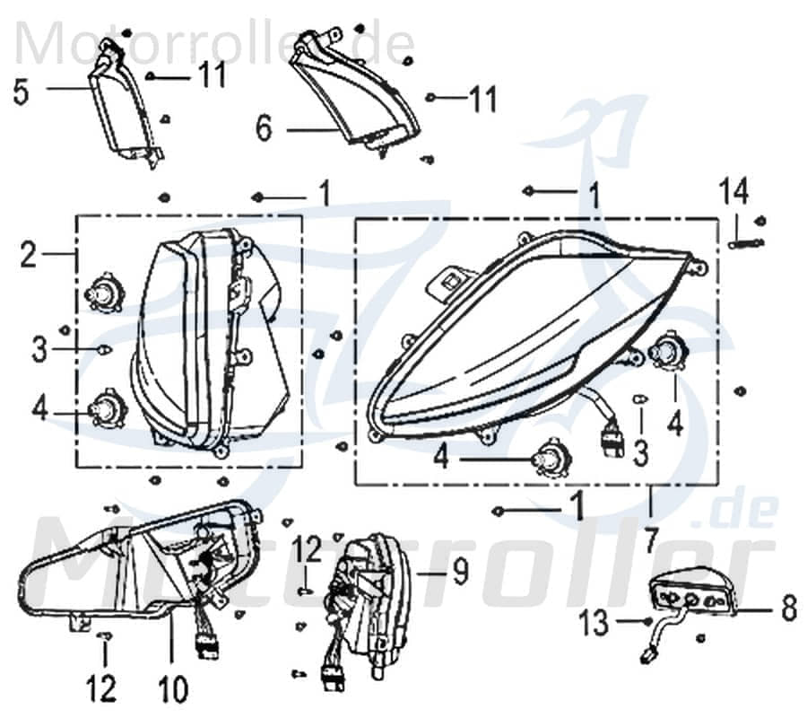 Kreidler Insingio 125 250 DD 2.0 Scheinwerfer rechts 750364 Frontscheinwerfer Frontleuchte Beleuchtung Roller Scooter Original Ersatzteil