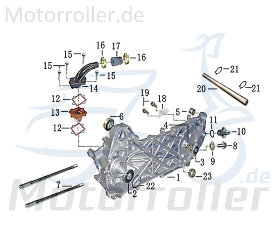 Kreidler Galactica 2.0 50 DD Motor komplett Scheibenbremse hinten 706923 Motorroller.de 50ccm 2Takt Austauschmotor Komplettmotor Ersatzmotor