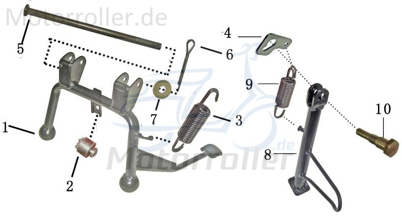 Seitenständerschraube M8x1.25x14 10x12mm AGM 50ccm 2Takt Motorroller.de Sechskantschraube Distanzschraube 152QMI Scooter Fighter 50 One Ersatzteil