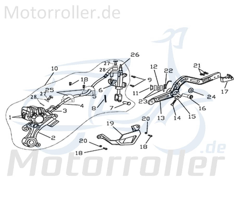 Kreidler Supermoto 125 WK1SM Bremssattel hinten 730837 Motorroller.de Bremszange Brems-Zange Brems-Sattel Hinterradbremse Bremsblock Motorrad