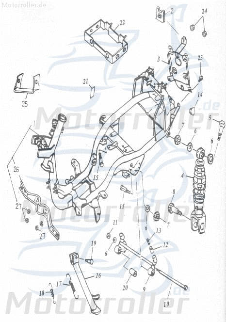 Rahmen Adly Thunderbike TB 50 Gestell 50100-125-000 Motorroller.de Metallrahmen Fahrgestell Rahmenteil Grundgerüst Fahrzeugrahmen Mokick