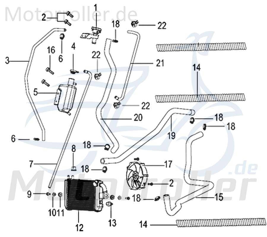 Kreidler Insignio 125 2.0 Schlauch 125ccm 4Takt 750174 Motorroller.de Kühlerausgang Gummischlauch Leitung Zuleitung Plastikschlauch Ableitung Scooter