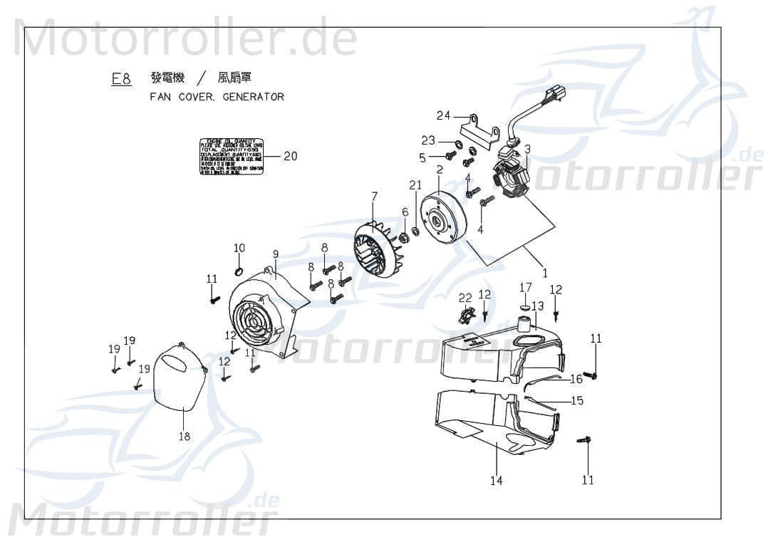 Stator ohne Polrad AC Licht C12210200001