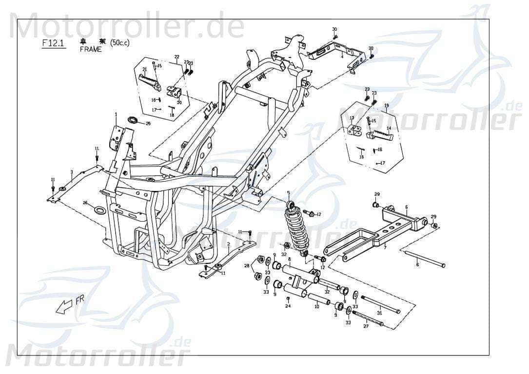 PGO Hinterachsschwinge Ziehgestänge G-Max 50 Naked Halter M24510206001 Motorroller.de Bügel Träger Halterung Haltebügel Befestigungsbügel Halteblech
