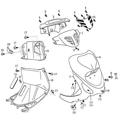 Rex RS500 QM50QT Scheinwerferverkleidung 50ccm 4Takt FIG20B-6A-1 Motorroller.de Scheinwerfer-Verkleidung Lenker-Verkleidung Scheinwerferabdeckung