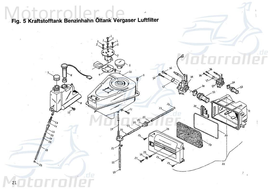PGO Star 50 Schraube Bundschraube 50ccm 2Takt BS004104019 Motorroller.de Luftfilterkastenabdeckung Maschinenschraube Flanschschraube Flansch-Schraube