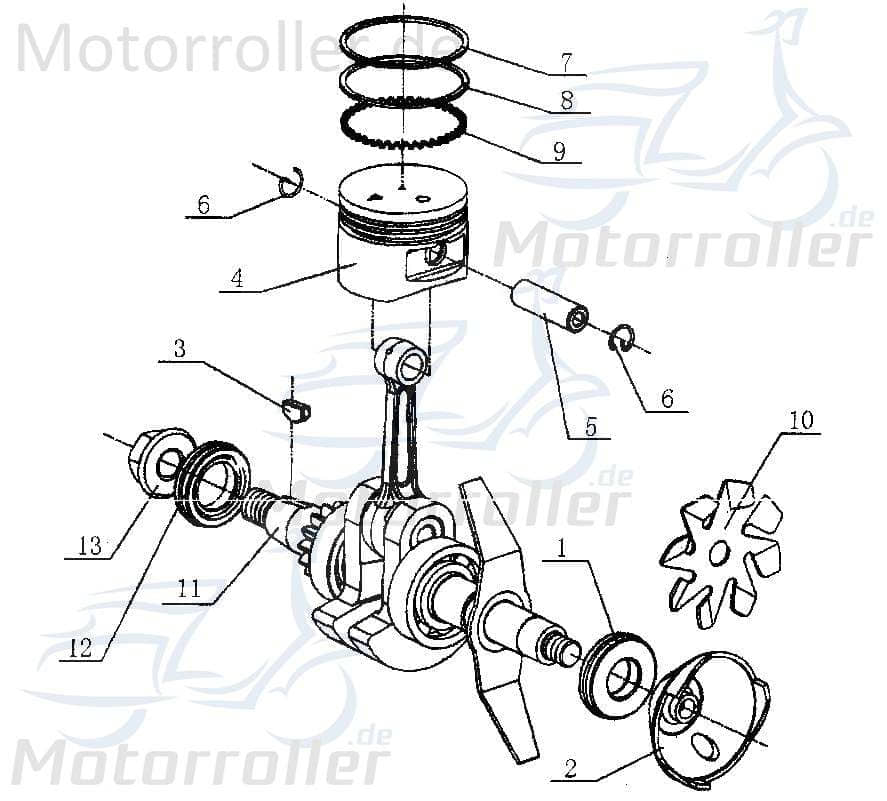 Kasea Kinderbuggy Kurbelwelle 40ccm 4Takt 39-13911 Motorroller.de Motorwelle Kolbenantriebswelle Crankshaft Kurbel-Welle Motor-Welle 40ccm-4Takt