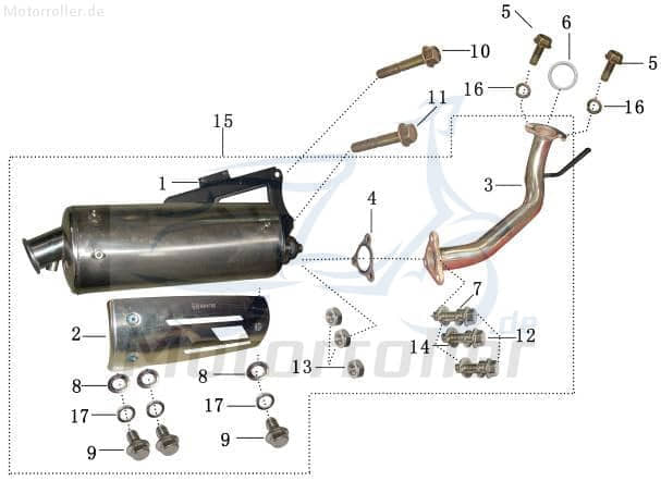 Auspufftopf mit Kat (Edelstahl) YYB0950QT-2-01001