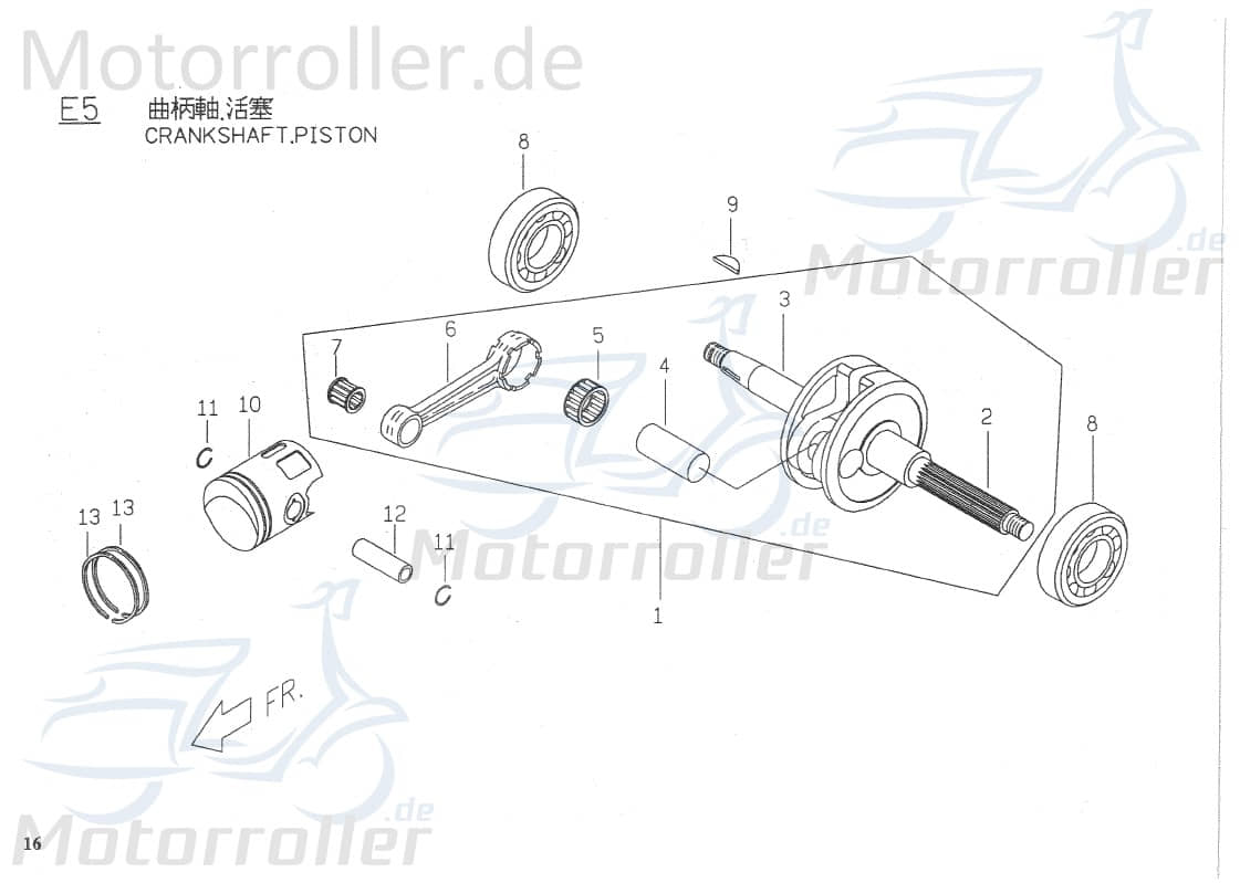PGO Rodoshow 50 Kolben 50ccm-2Takt Piston Motorkolben Roller 50ccm 2Takt P5067010000 Motorroller.de PGO 50ccm-2Takt Scooter Ersatzteil Service