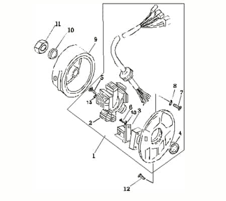 CPI Polrad rechter Kurbelwellenstumpf 14mm CQJ-34301B09F000 Motorroller.de 50ccm 2Takt Polradglocke Schwungscheibe Schwungrad Statorscheibe Außenrad