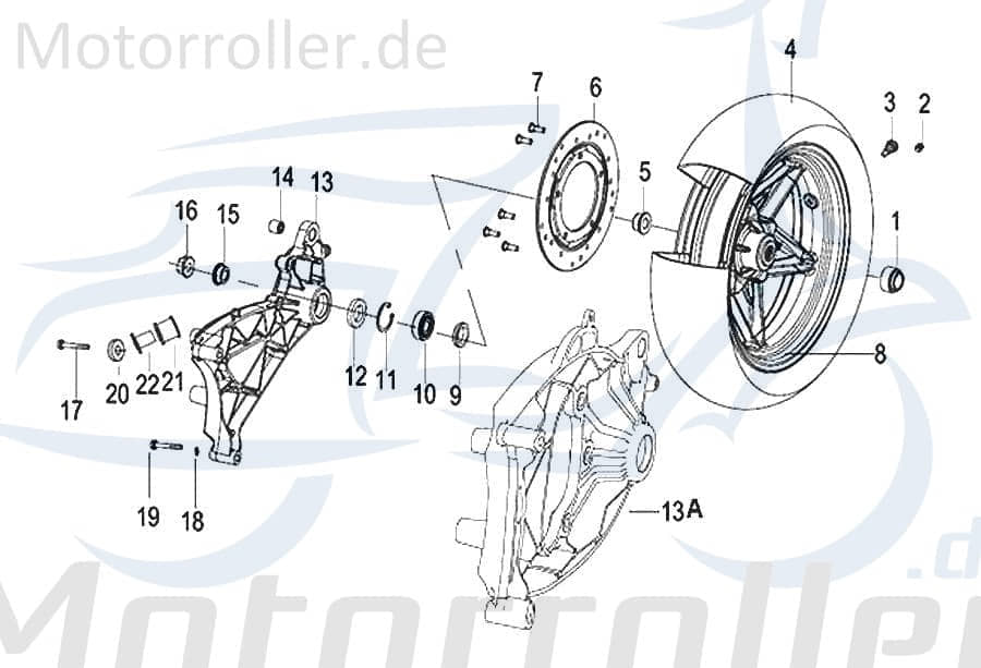 SMC Buchse Hinterrad rechts Kreidler Lagerbuchse 54005N120000 Motorroller.de Hülse Distanzhülse Distanz-Hülse Distanzbuchse Passhülse Passbuchse Moped