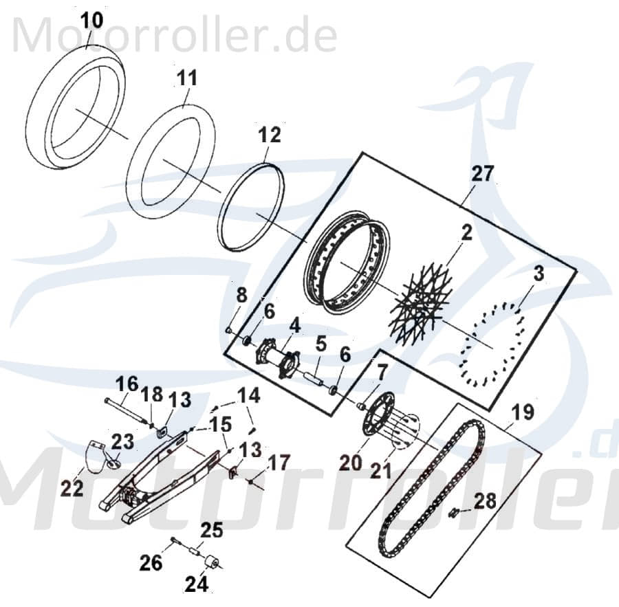CPI Supermoto 125 DD Kotflügel 125ccm 4Takt D06-64211-00-00 Motorroller.de Spritzschutz Schutzblech Schutz-Blech Radabdeckung Innenkotflügel Radlauf