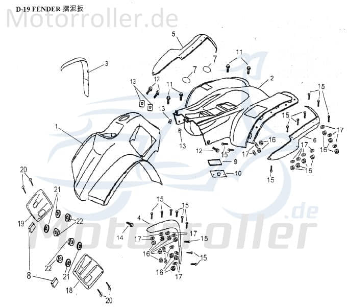 AEON Abdeckung Links Cobra 180 Utility Kappe ATV 17660-156-000 Motorroller.de Deckel Schutz Verkleidung Platte Cover Blende Schutzhaube