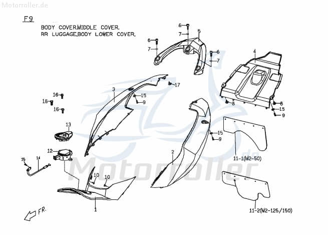 PGO Sitzbankverkleidung links blau G-Max Sitzverkleidung M26253004W0 Motorroller.de Heckverkleidung Heckabdeckung Seitenverkleidung