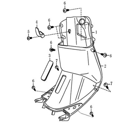 Frontverkleidung innen unten schwarz Motorroller 700406