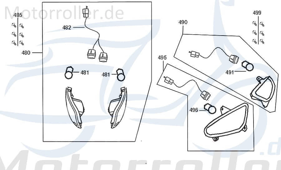 Luxxon Emily 50 Blinker Roller 50ccm 4Takt 33600-ALA6-9000 Motorroller.de rechts hinten Signalleuchte Blinklicht Blinkleuchte Fahrtrichtungsanzeiger