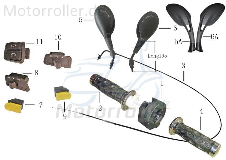 Griffe, Griffgummis li Chromkappe D22mm 120mm 1180401-1