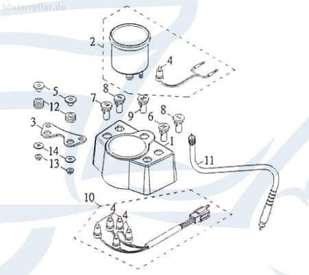 Tachometerverkleidung Kreidler Mustang 200 Quad ATV SMC 92572 Motorroller.de Lenkerverkleidung Armaturenverkleidung Instrumentenverkleidung Quad 200