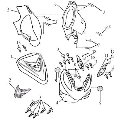 AGM GMX 450 Sport Frontverkleidung 50ccm 4Takt 1020402-1-SP-B Motorroller.de Frontschürze Frontmaske Front-Cover Lenkerverkleidung Front-Schürze