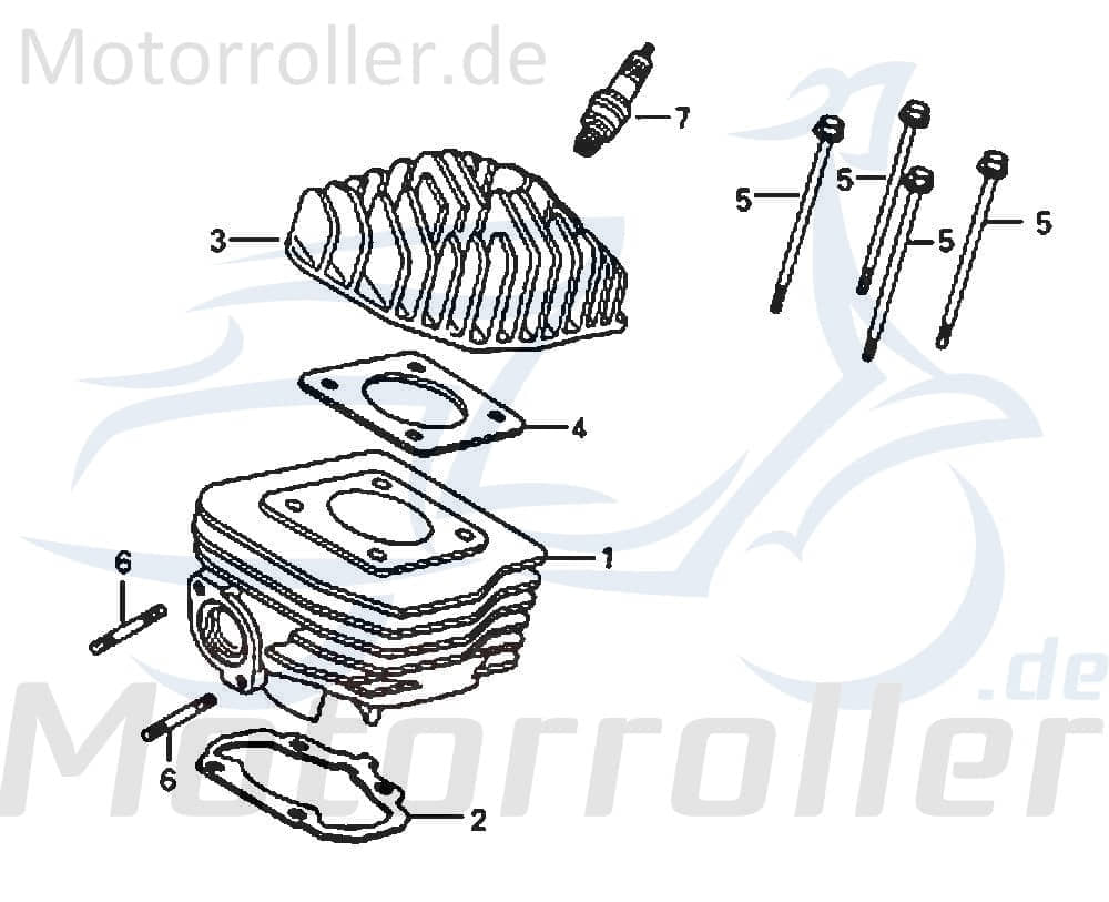 Daelim Message 50 Zylinder 50ccm 2Takt DAE-12101-SE5-9000 Motorroller.de Motorzylinder Grauguss Grauguss-Zylinder Gusszylinder Aluzylinder 50ccm-2Takt