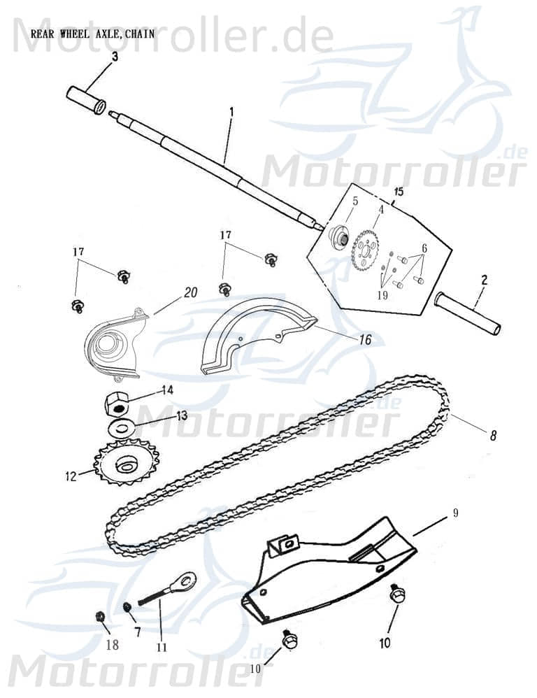Adly Distanzbuchse Abstandsbuchse links Hülse ATV 50ccm 2Takt Motorroller.de Distanzhülse Distanzring Distanz-Hülse Passhülse Passbuchse Quad ATV 50 V