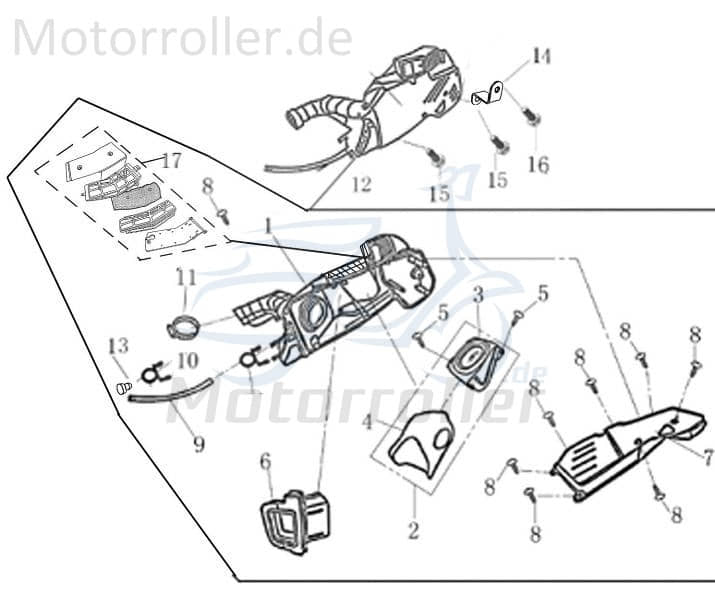 Luftführung 152QMI GY6 125/180ccm AGM Roller 125ccm 4Takt Motorroller.de Lufteinlass Luftleitung Scooter Fighter 125 Fighter 125 Sport Ersatzteil