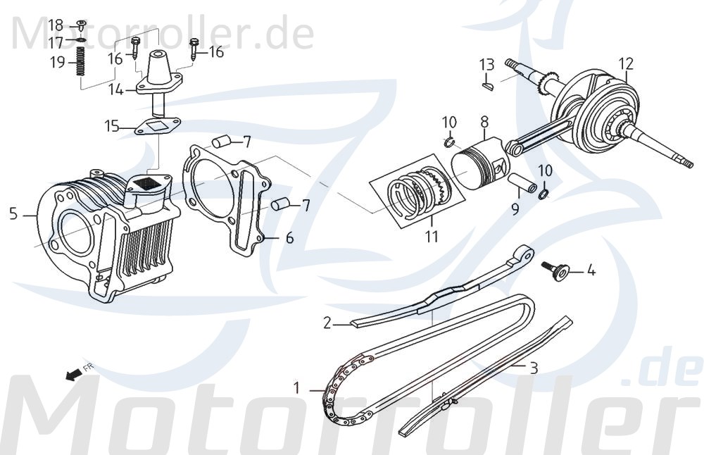 PGO Stranger 50 Zylinder Roller E0305 Motorroller.de Motorzylinder Yiying Benzhou