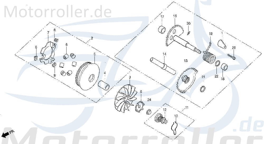 Daelim NS 125 Welle Kickstarter 125ccm 4Takt DAE-28250-SA1-0000 Motorroller.de Kickstarter-Welle Zahnrad-Welle Zahnradwelle Zwischenradwelle Scooter