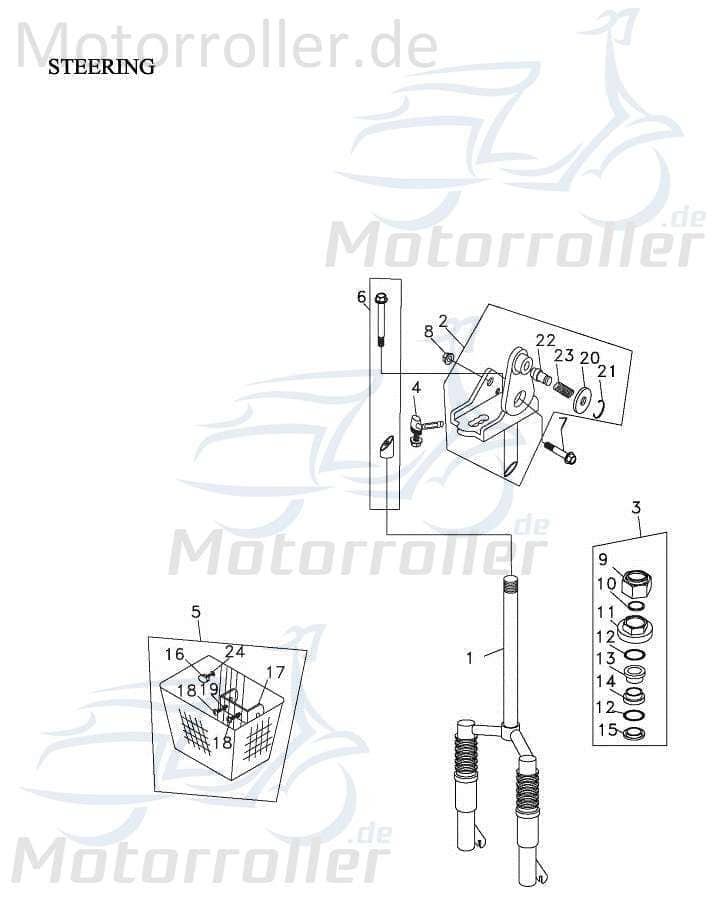 Adly Fun Cruiser FC 20 Lenkeraufnahme 50ccm elektro 51109-165-00B Motorroller.de Lenkerführung Scooter Ersatzteil Service Inpektion Direktimport