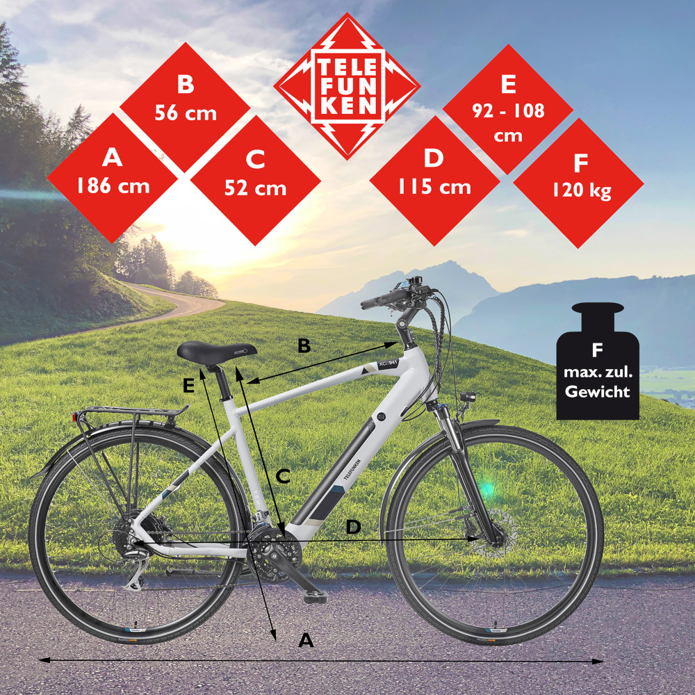 E-Bike Telefunken XC941 Expedition Elektrofahrrad Trekking-Pedelec kreide 28" RH 50cm E-Fahrrad Trekkingrad Herrenrad
