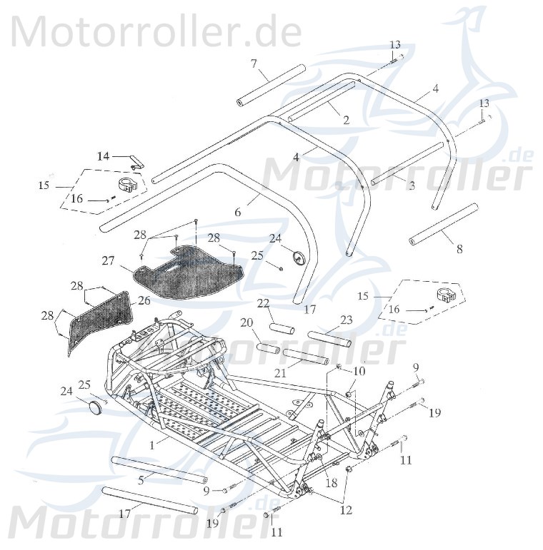 Adly Schutzhülle unten GK 125 Schutzabdeckung 125ccm 4Takt Motorroller.de Buggy Ersatzteil Service Inpektion Direktimport